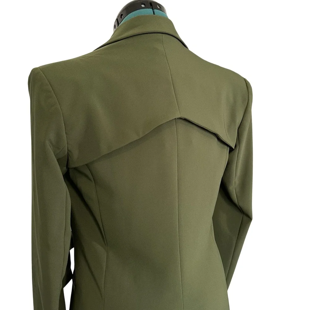 LITA by Ciara Blazer Womens XS Olive Green Belted D-Ring Jacket Made Italy LS7-1 - Picture 7 of 12